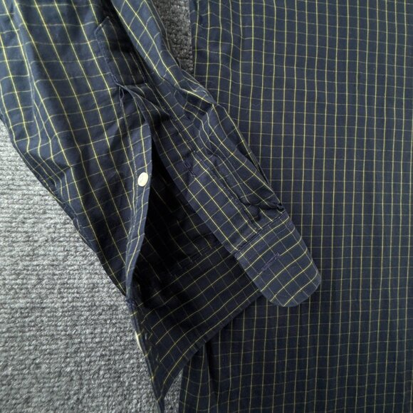 Viyella Green Blue Check Button Up Shirt Medium Cotton USA Made Long Sleeve - Picture 8 of 15